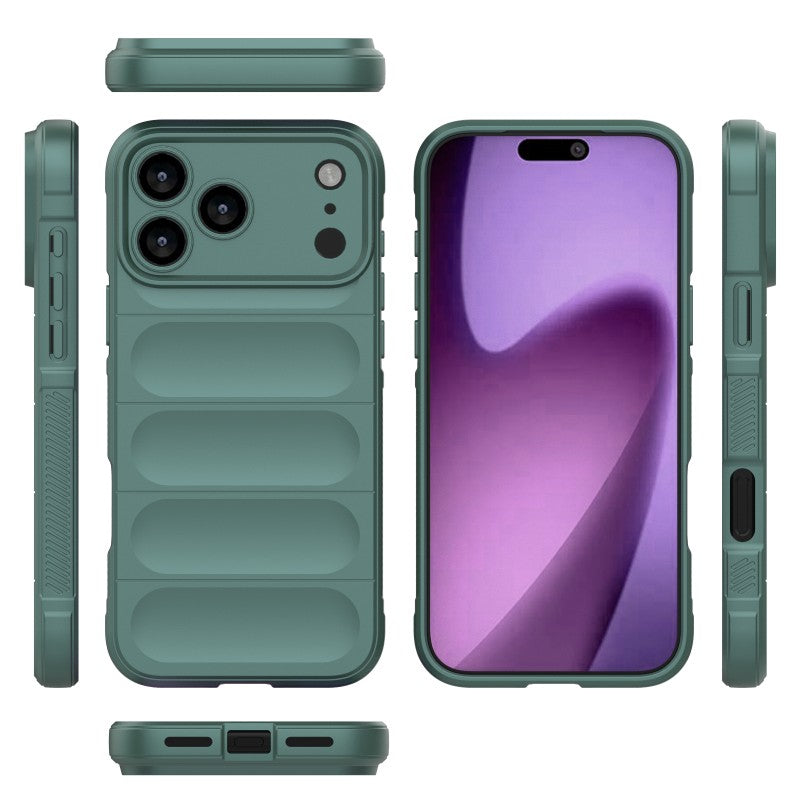 For iPhone 17 Pro Max TPU Case WANLONFENG HD Series Anti Slip Phone Cover with Tempered Glass - Army Green