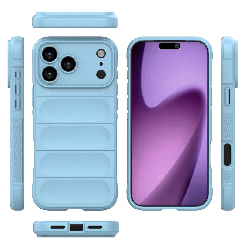 For iPhone 17 Pro Max TPU Case WANLONFENG HD Series Anti Slip Phone Cover with Tempered Glass - Baby Blue