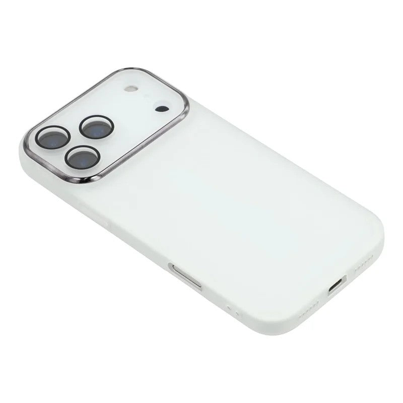 For iPhone 17 Pro Max TPU Case WANLONFENG DKSM Series Electroplated Frame Back Cover with Tempered Glass - White