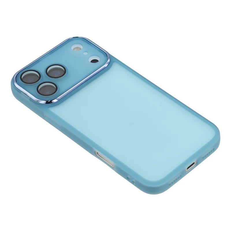 For iPhone 17 Pro Max TPU Case WANLONFENG DKSM Series Electroplated Frame Back Cover with Tempered Glass - Blue