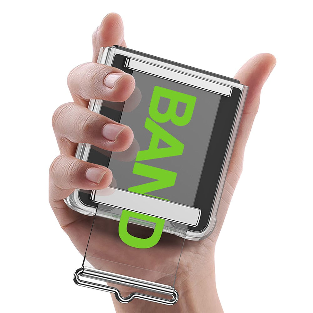 GKK For Samsung Galaxy Z Flip7 5G Case Air Cushion Strap Kickstand Soft TPU PC Phone Cover - Transparent Green