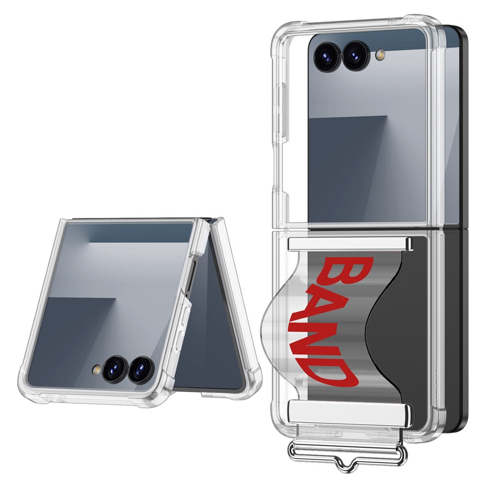 GKK For Samsung Galaxy Z Flip7 5G Case Air Cushion Strap Kickstand Soft TPU PC Phone Cover - Transparent Red