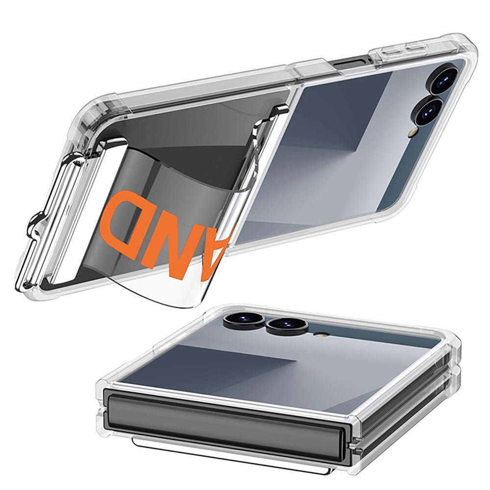 GKK For Samsung Galaxy Z Flip7 5G Case Air Cushion Strap Kickstand Soft TPU PC Phone Cover - Transparent Red