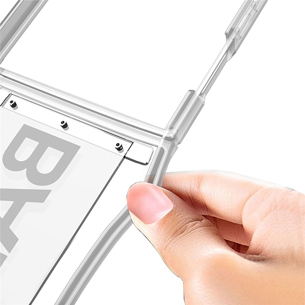 GKK For Samsung Galaxy Z Flip7 5G Case Air Cushion Strap Kickstand Soft TPU PC Phone Cover - Transparent Silver