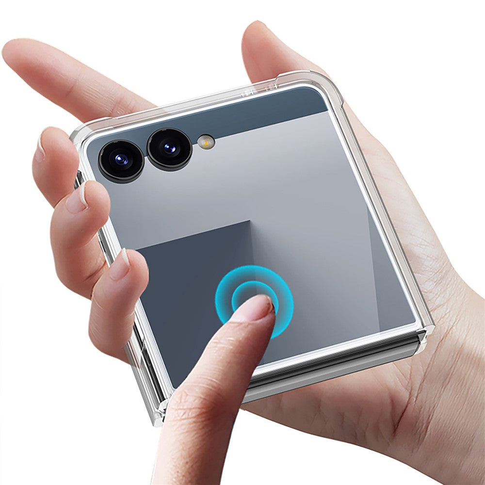 GKK For Samsung Galaxy Z Flip7 5G Case Air Cushion Strap Kickstand Soft TPU PC Phone Cover - Transparent Black