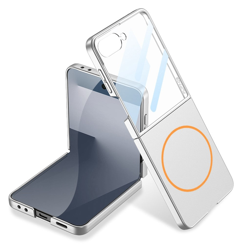 GKK For Samsung Galaxy Z Flip7 5G Magnetic Case Ultra Slim Protective Phone Cover with Screen Protector - Silver