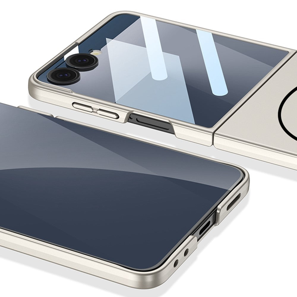 GKK For Samsung Galaxy Z Flip7 5G Magnetic Case Ultra Slim Protective Phone Cover with Screen Protector - Silver