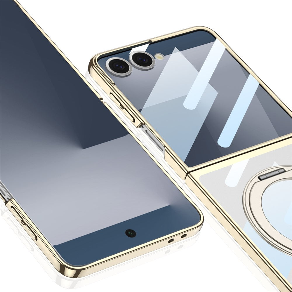 GKK For Samsung Galaxy Z Flip7 5G Case Kickstand Hard PC Phone Back Cover with Screen Film - Champagne Gold