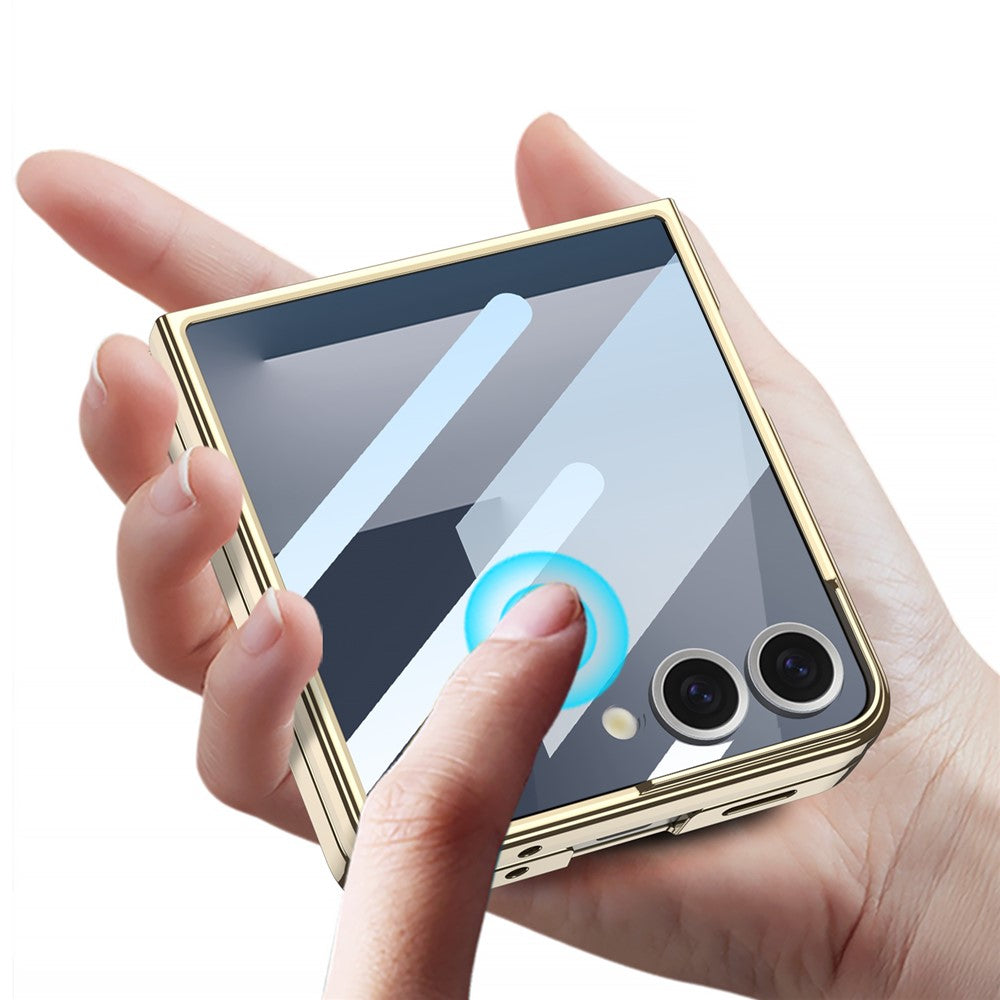 GKK For Samsung Galaxy Z Flip7 5G Case Kickstand Hard PC Phone Back Cover with Screen Film - Silver