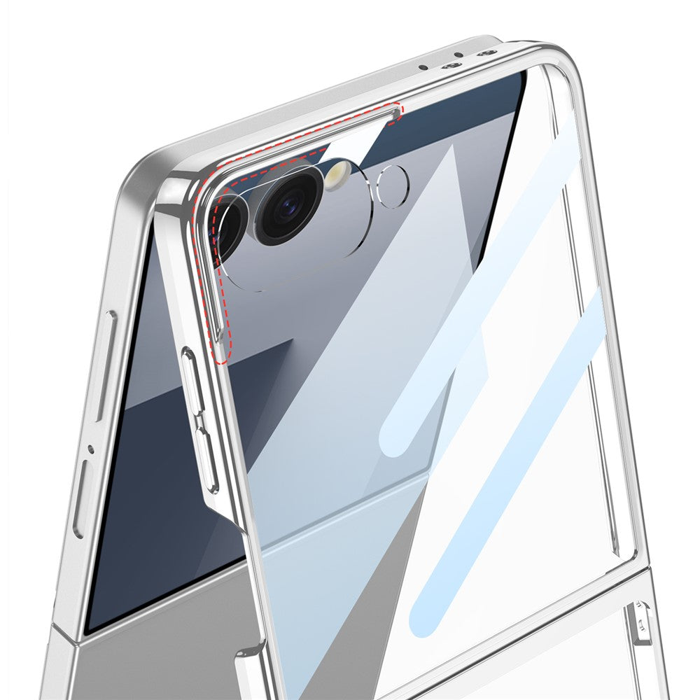 GKK For Samsung Galaxy Z Flip7 5G Case Kickstand Hard PC Phone Back Cover with Screen Film - Silver