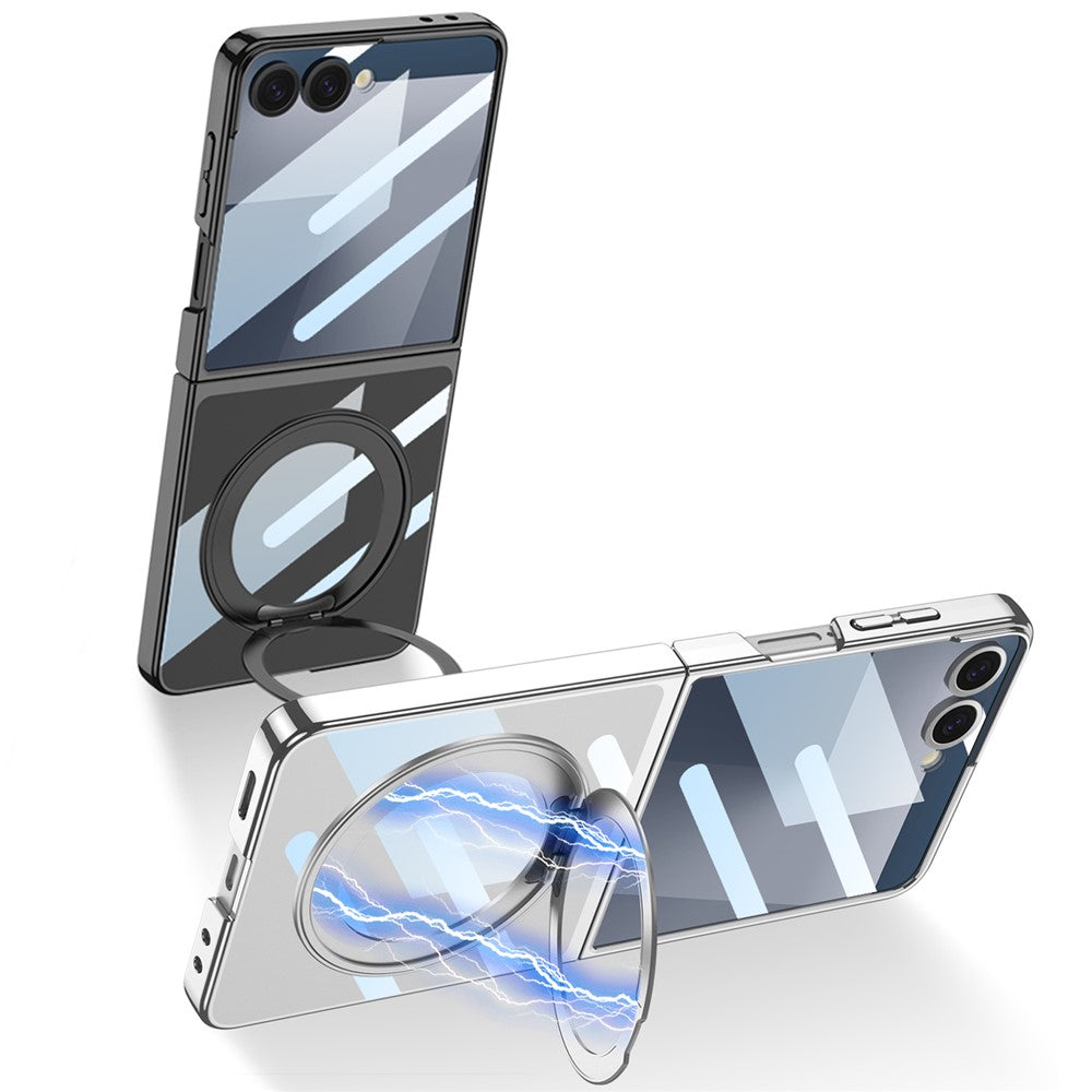 GKK For Samsung Galaxy Z Flip7 5G Case Kickstand Hard PC Phone Back Cover with Screen Film - Silver