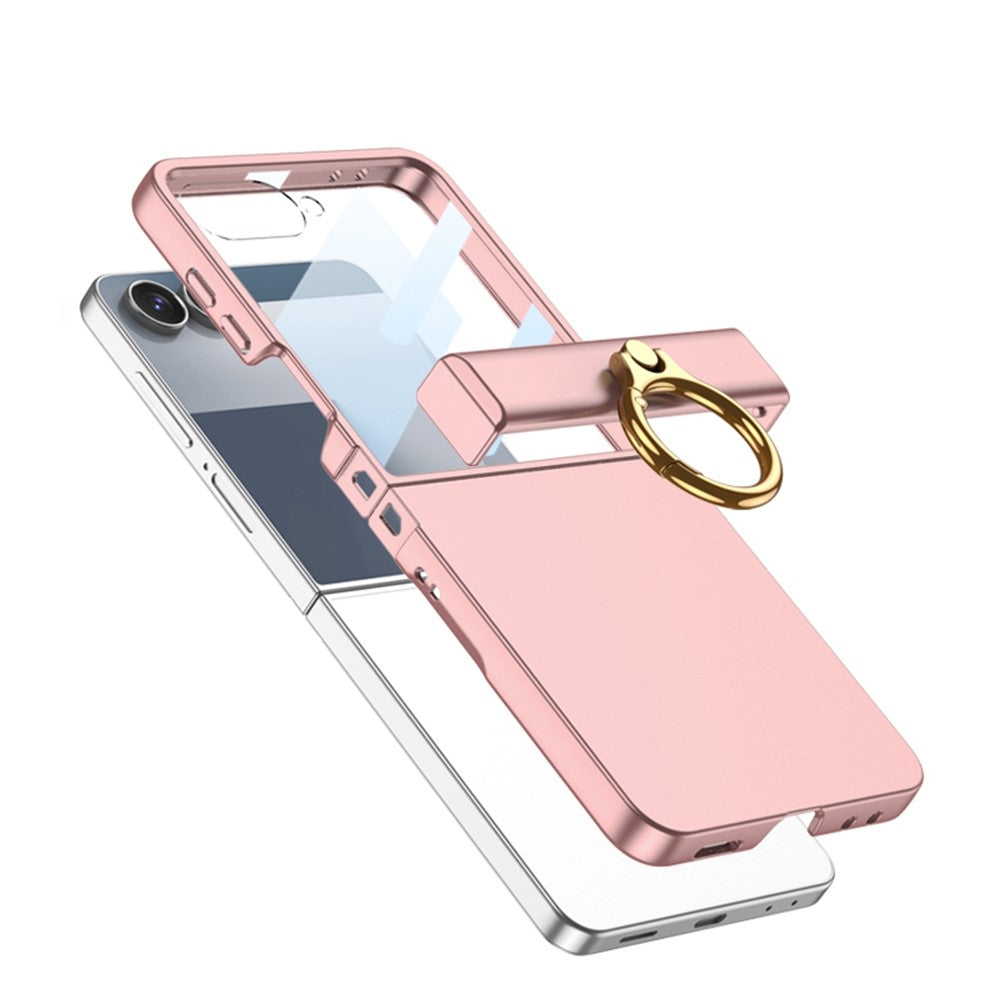 GKK For Samsung Galaxy Z Flip7 5G Case Ultra Thin Ring Kickstand Phone Cover Full Protection with Screen Film - Green