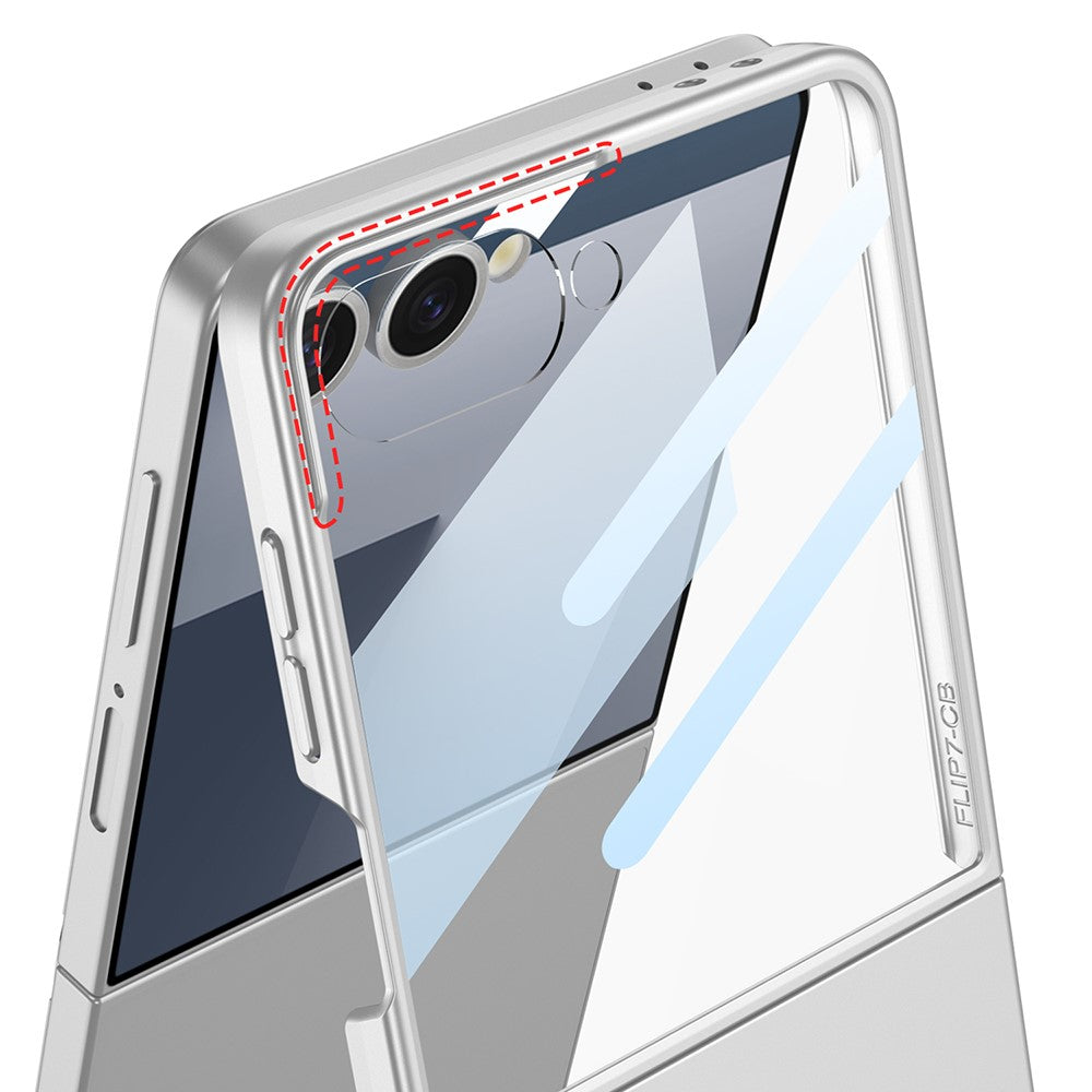GKK For Samsung Galaxy Z Flip7 5G Case with Screen Film Kickstand Hard PC Phone Back Cover - Titanium Grey
