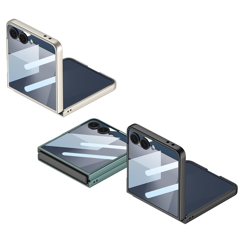 GKK For Samsung Galaxy Z Flip7 5G Case with Screen Film Kickstand Hard PC Phone Back Cover - Titanium Grey