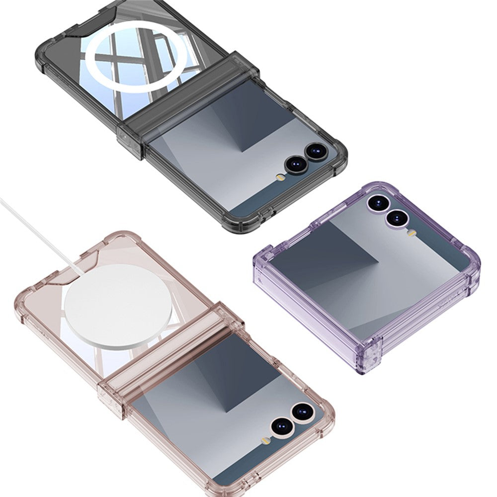 GKK For Samsung Galaxy Z Flip7 5G Magnetic Case Airbag Hinge Protection Shockproof Phone Cover - Transparent