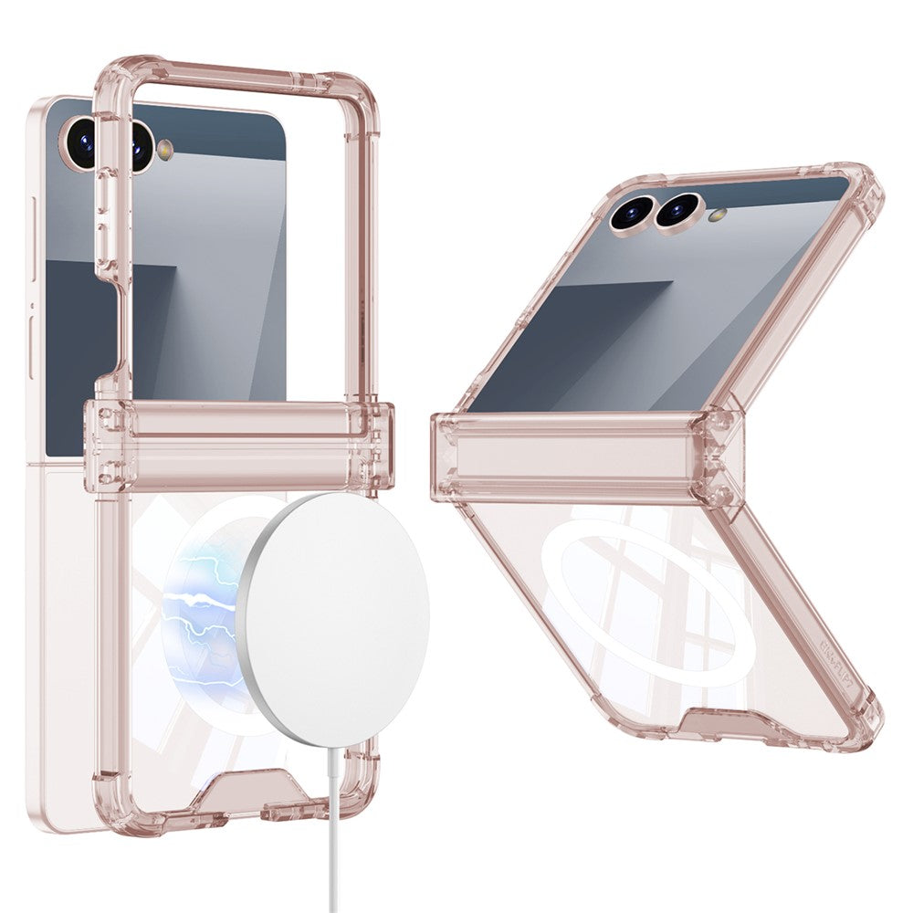 GKK For Samsung Galaxy Z Flip7 5G Magnetic Case Airbag Hinge Protection Shockproof Phone Cover - Light Pink