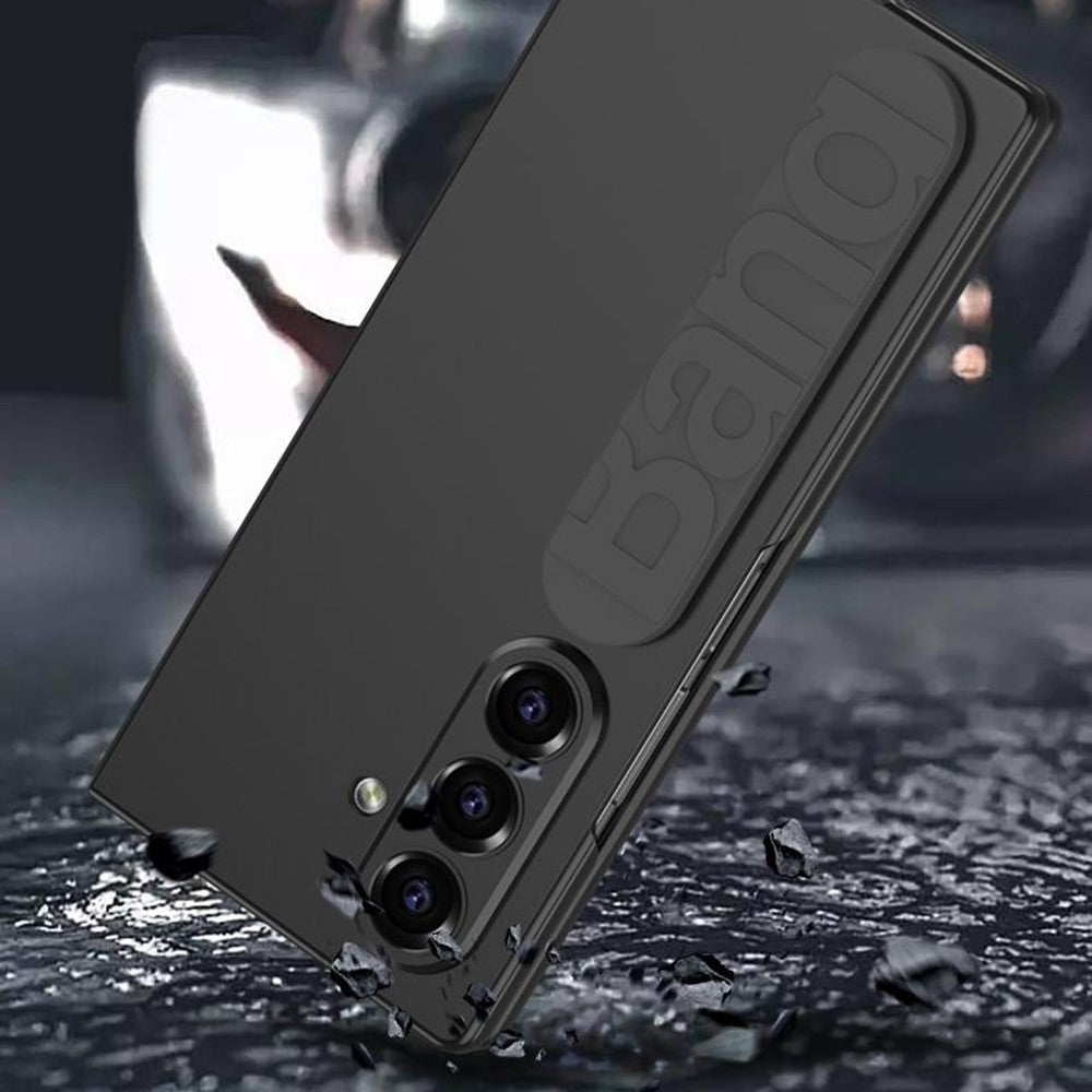 GKK For Samsung Galaxy Z Fold7 5G Case with Silicone Wristband PC + Tempered Glass Phone Back Cover - Silver