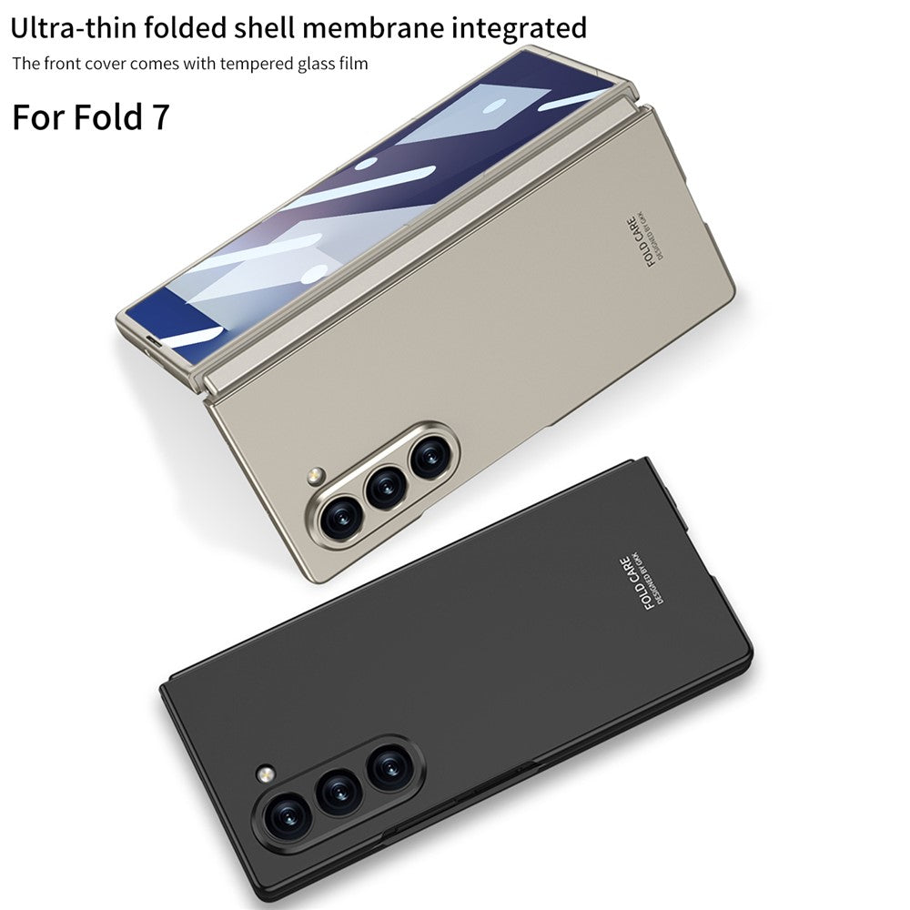 GKK For Samsung Galaxy Z Fold7 5G Case Hard PC + Tempered Glass Anti-Scratch Phone Cover - Grey