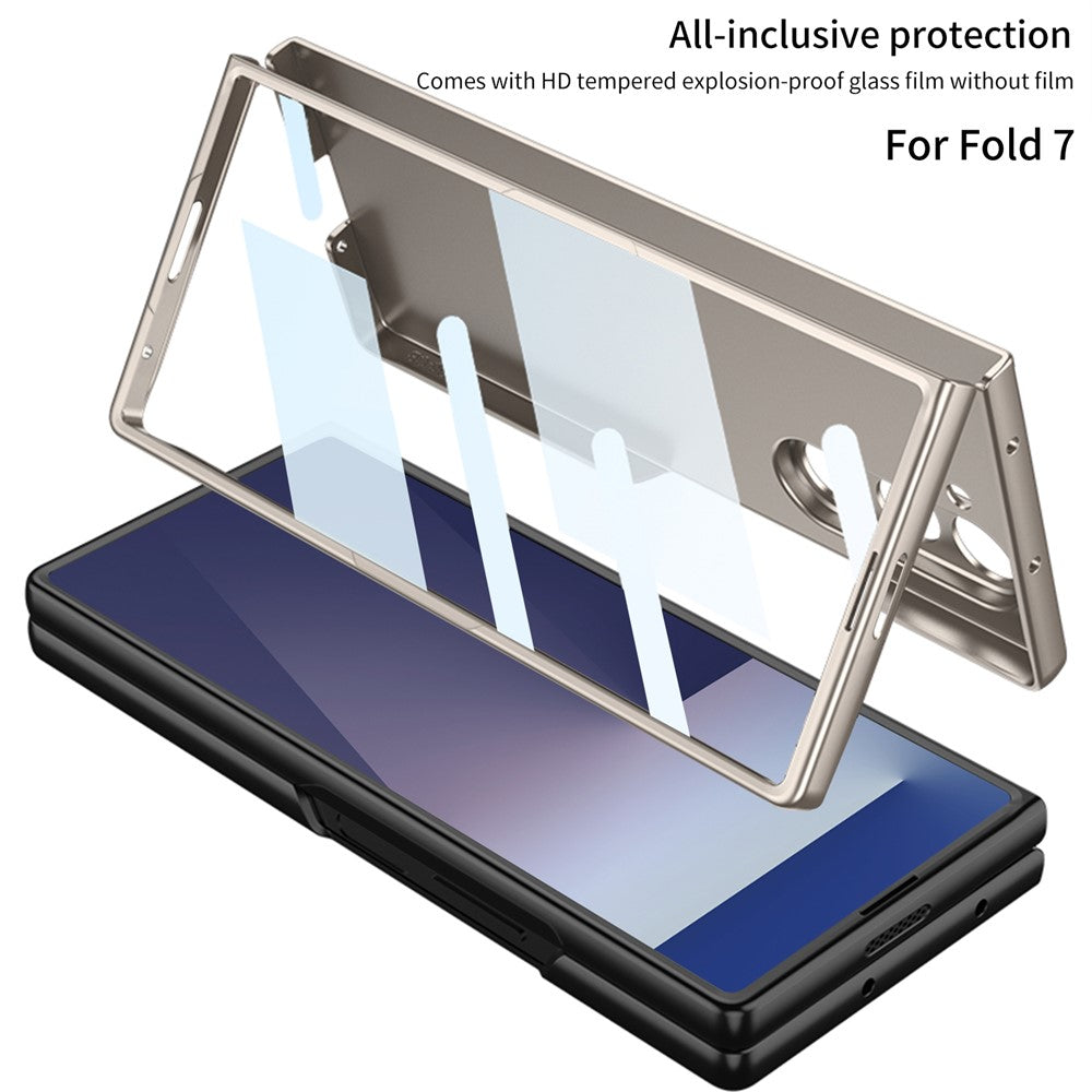 GKK For Samsung Galaxy Z Fold7 5G Case Hard PC + Tempered Glass Anti-Scratch Phone Cover - Black