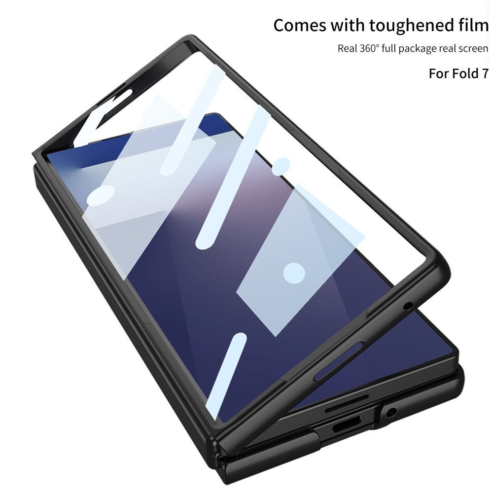 GKK For Samsung Galaxy Z Fold7 5G Case with Kickstand PC + Tempered Glass Phone Back Cover - Black
