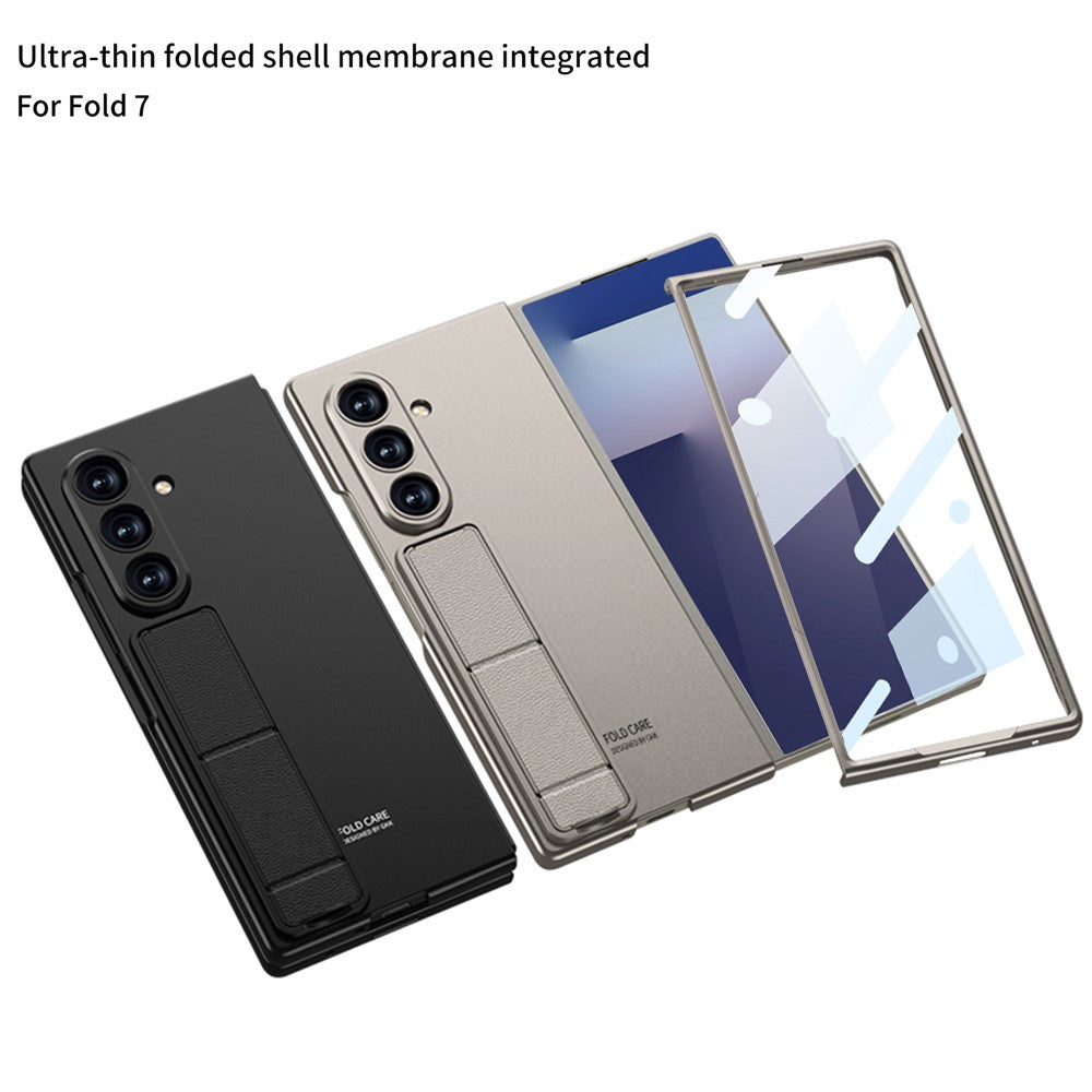 GKK For Samsung Galaxy Z Fold7 5G Case with Kickstand PC + Tempered Glass Phone Back Cover - Grey