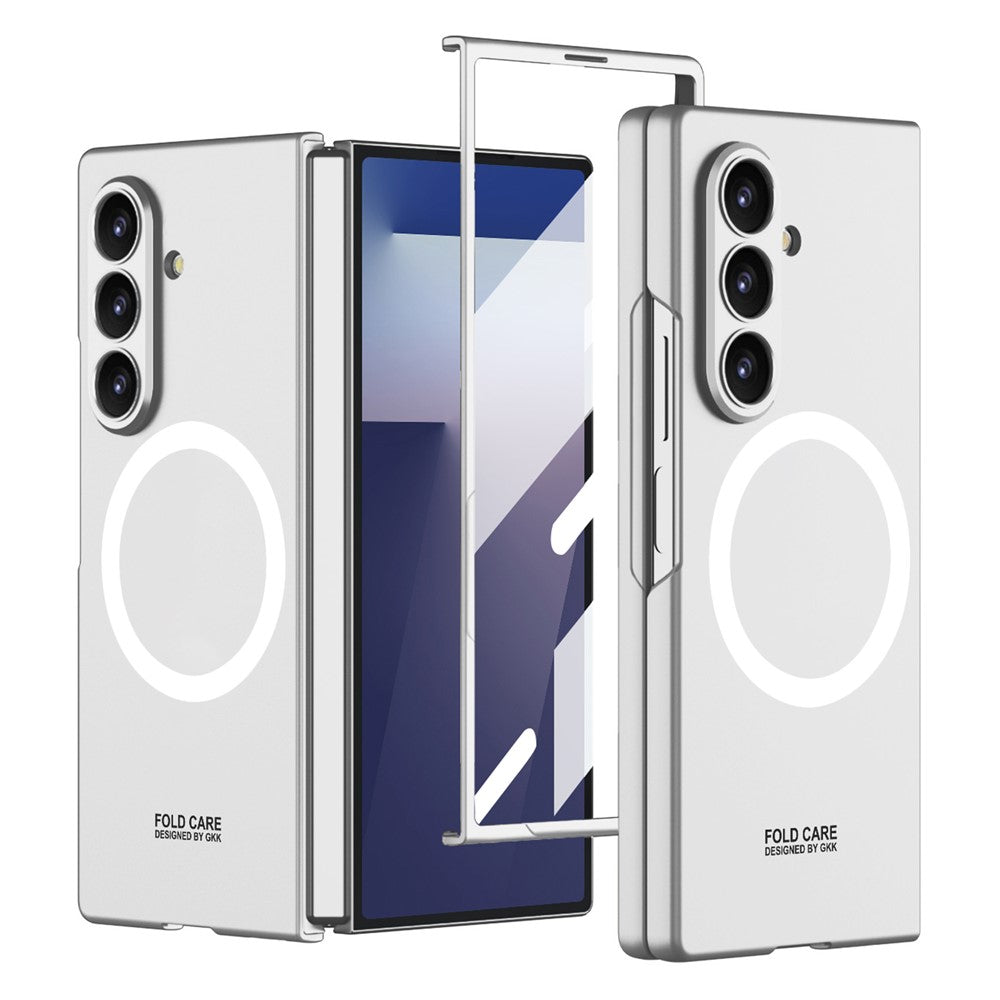 GKK For Samsung Galaxy Z Fold7 5G Magnetic Case PC Phone Cover with Screen Film - Silver