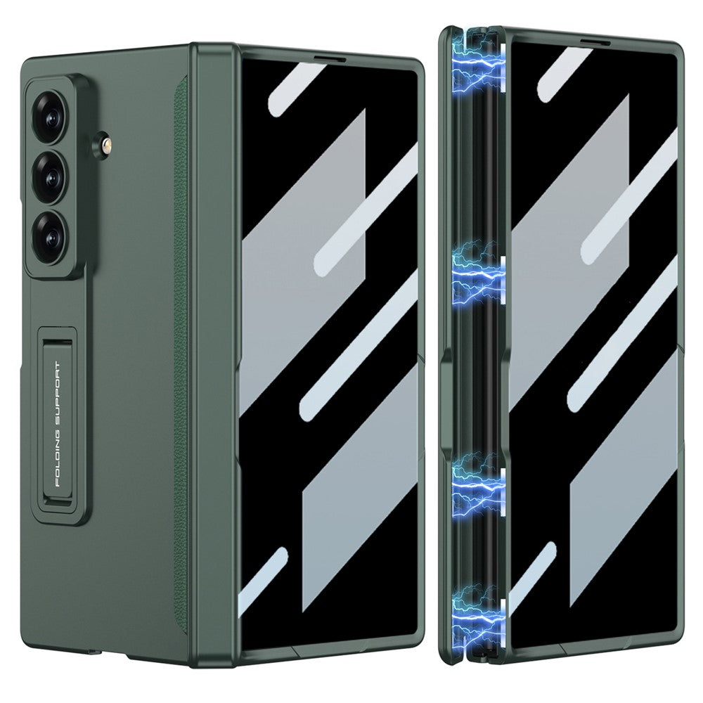GKK For Samsung Galaxy Z Fold7 5G Case Kickstand Magnetic Folding PC Phone Cover with Privacy Front Screen Film - Green