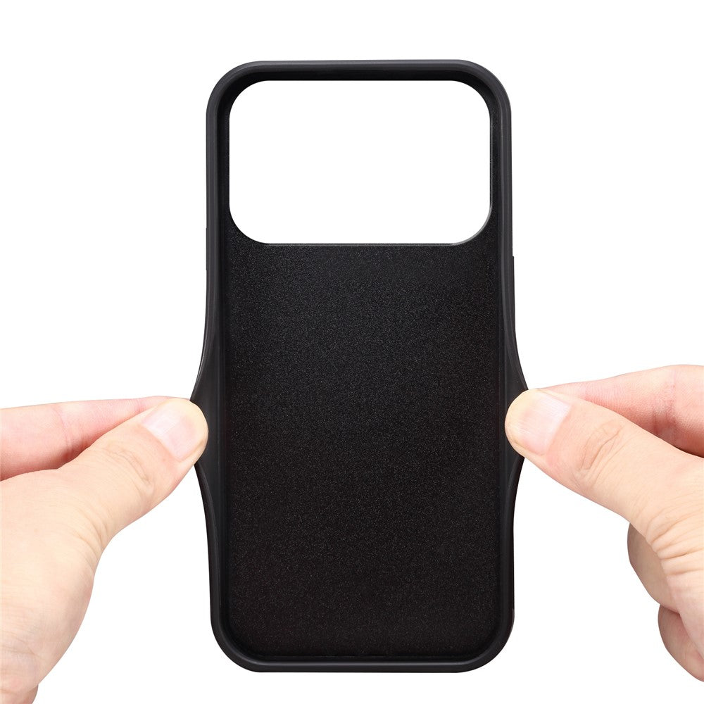 DENIOR For iPhone 17 Pro Max Case Elastic Card Holder PU Leather + TPU + PC Phone Cover - Brown