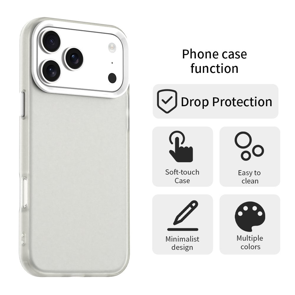 For iPhone 17 Pro Max Case PC + TPU + PET Matte Anti-Drop Phone Back Cover - White