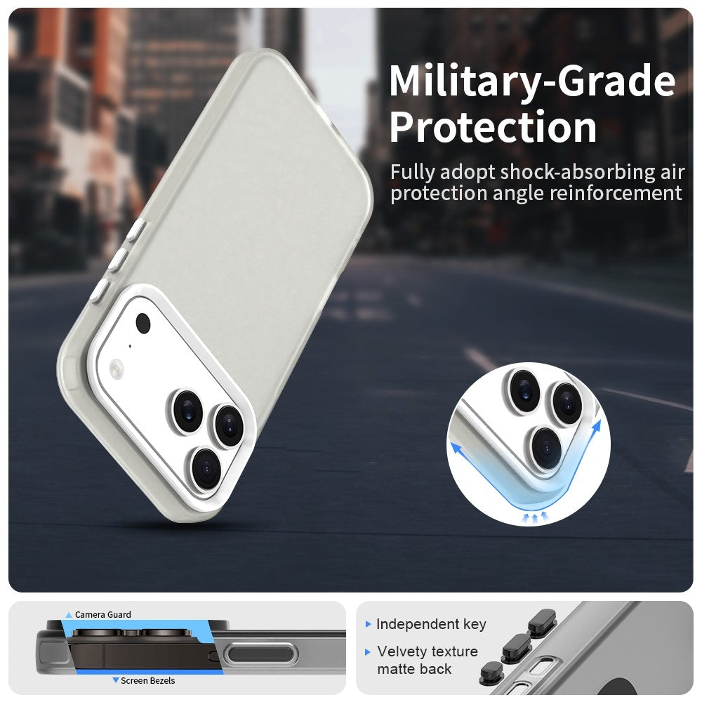 For iPhone 17 Pro Max Case PC + TPU + PET Matte Anti-Drop Phone Back Cover - White