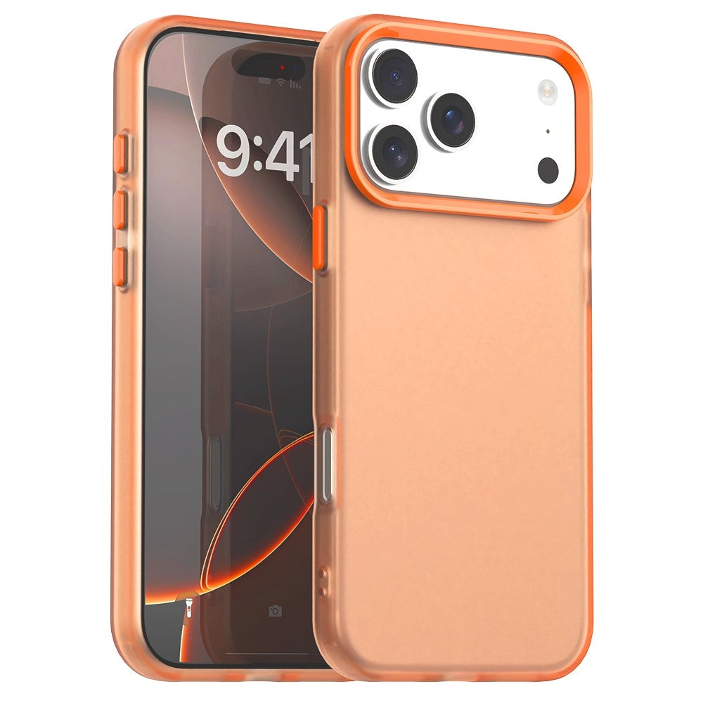 For iPhone 17 Pro Max Case PC + TPU + PET Matte Anti-Drop Phone Back Cover - Orange