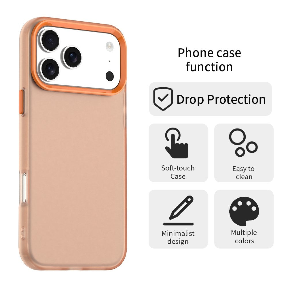 For iPhone 17 Pro Max Case PC + TPU + PET Matte Anti-Drop Phone Back Cover - Orange