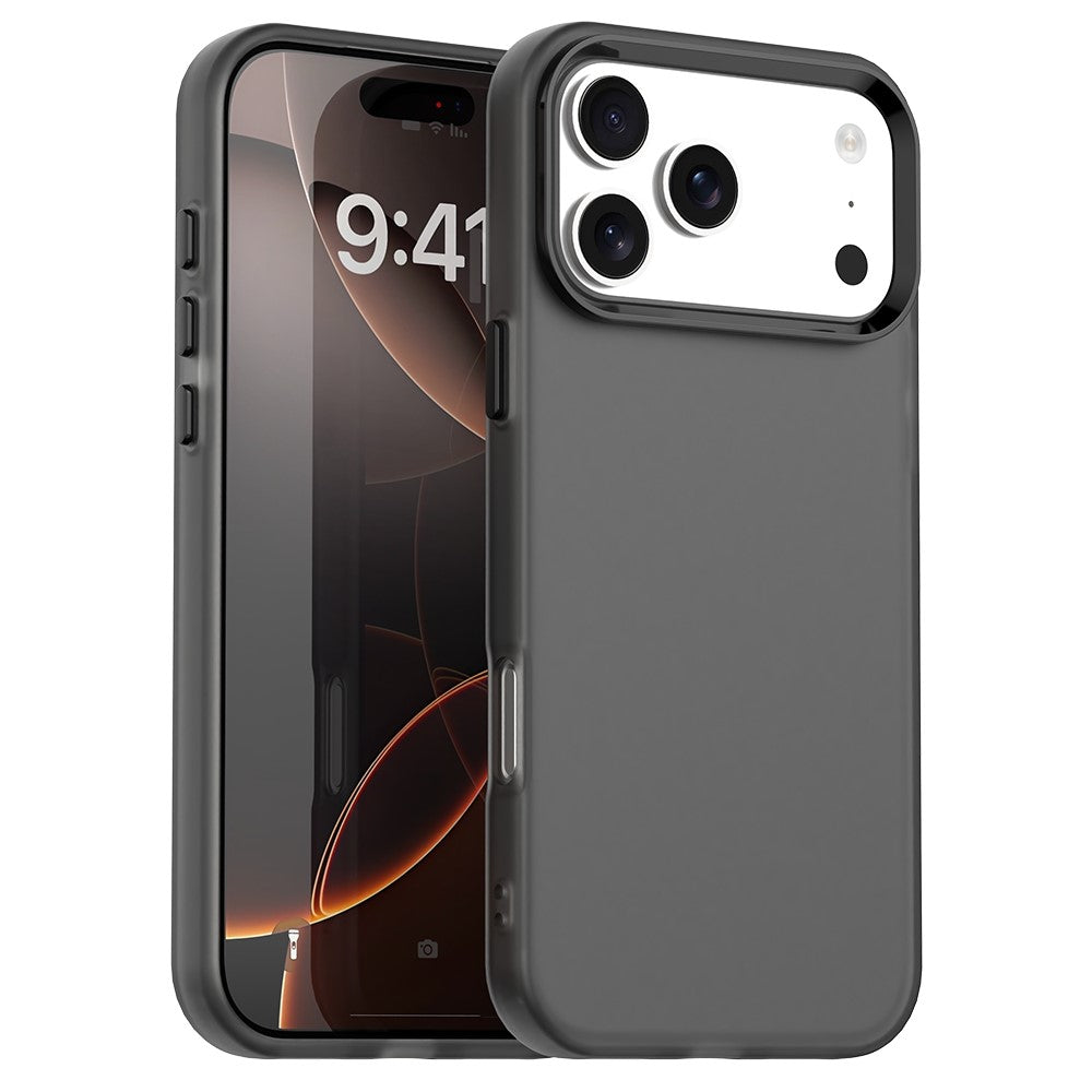 For iPhone 17 Pro Max Case PC + TPU + PET Matte Anti-Drop Phone Back Cover - Black