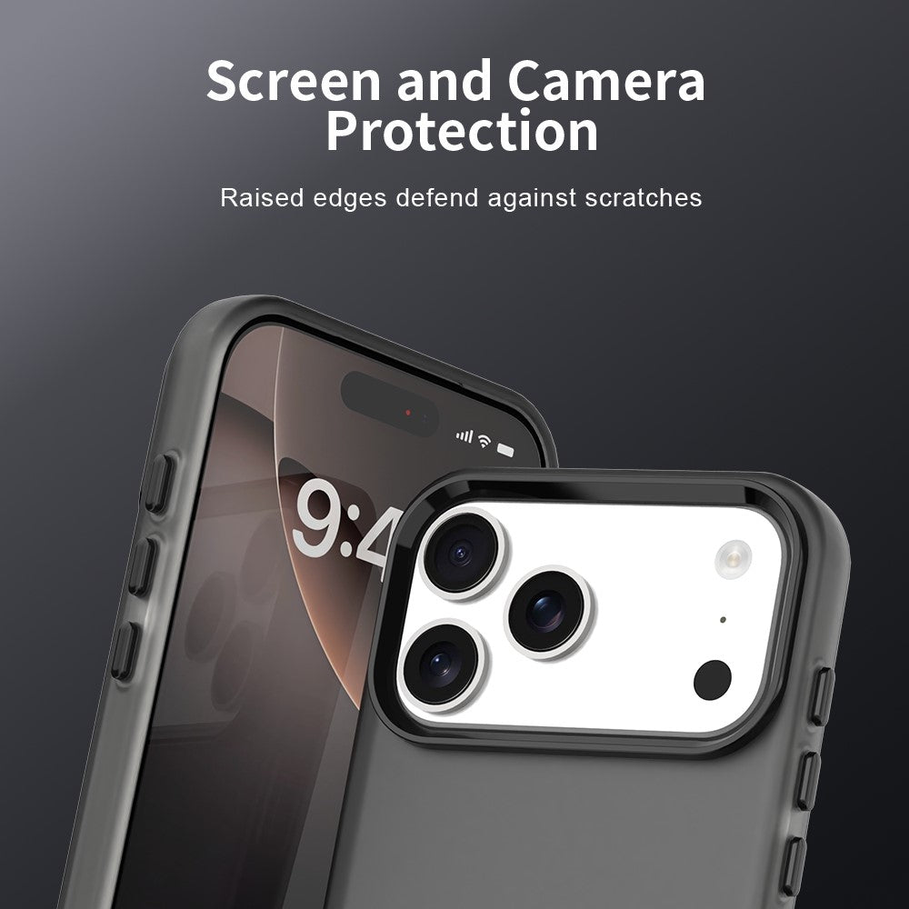 For iPhone 17 Pro Max Case PC + TPU + PET Matte Anti-Drop Phone Back Cover - Black