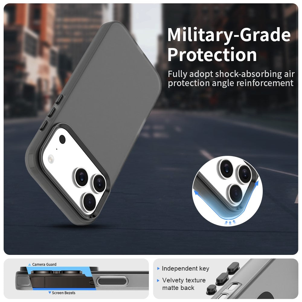 For iPhone 17 Pro Max Case PC + TPU + PET Matte Anti-Drop Phone Back Cover - Black