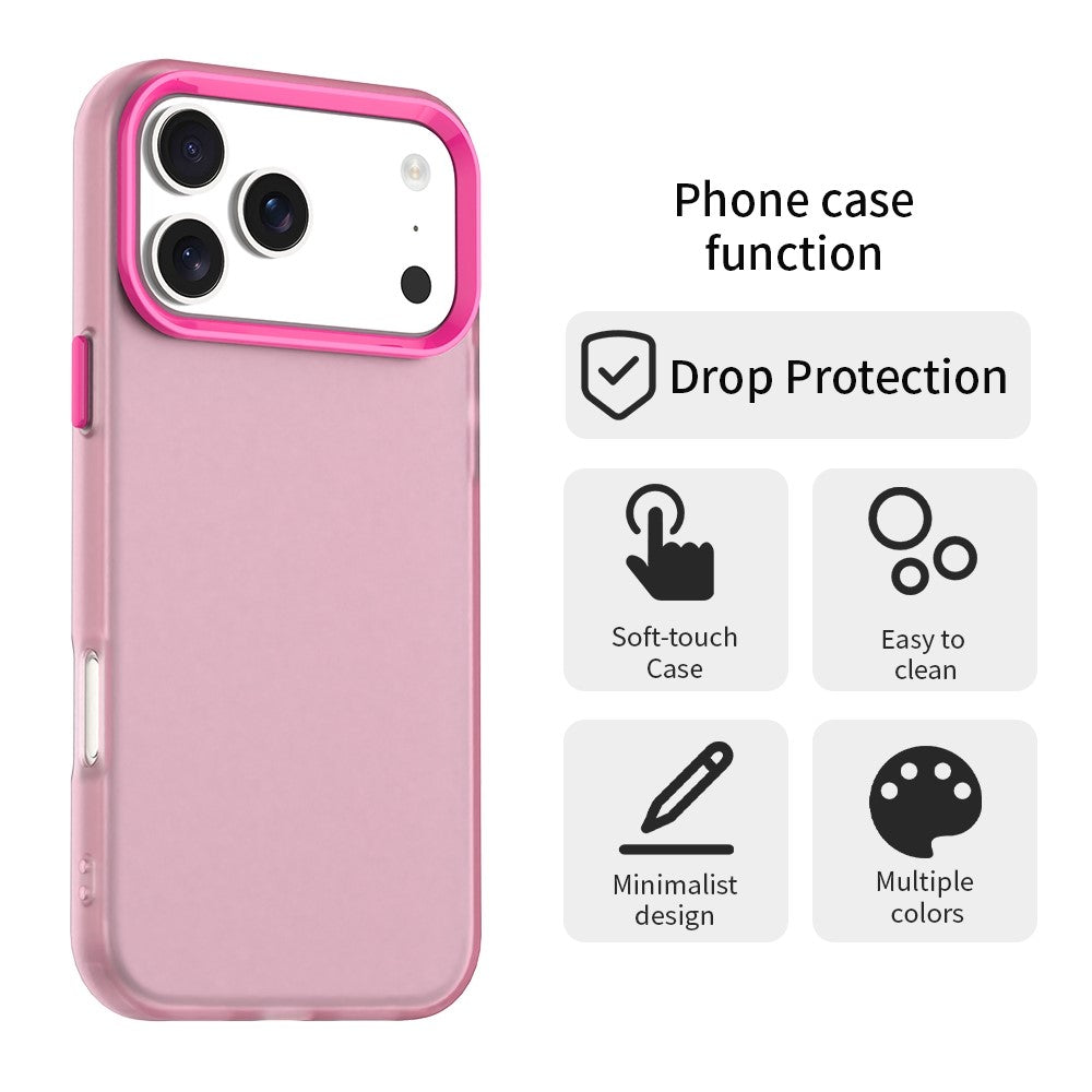 For iPhone 17 Pro Max Case PC + TPU + PET Matte Anti-Drop Phone Back Cover - Red