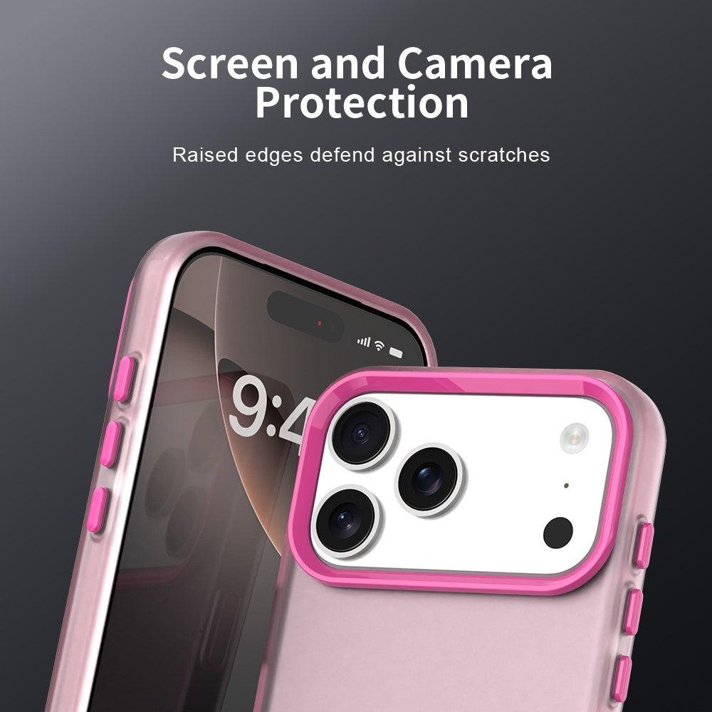 For iPhone 17 Pro Max Case PC + TPU + PET Matte Anti-Drop Phone Back Cover - Red