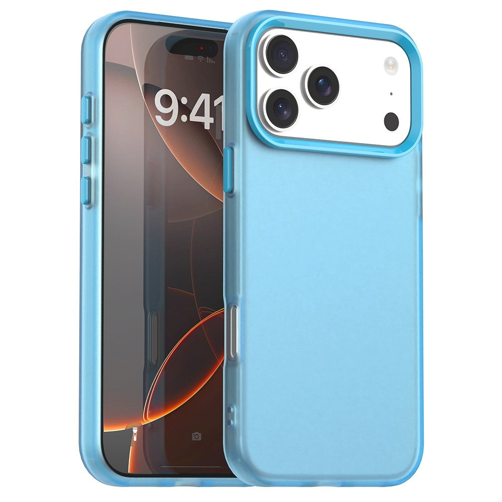 For iPhone 17 Pro Max Case PC + TPU + PET Matte Anti-Drop Phone Back Cover - Blue