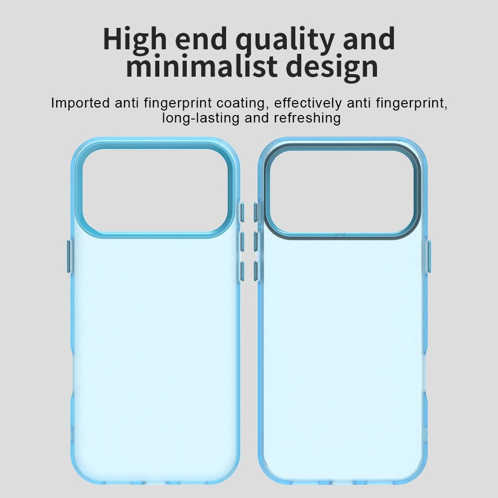 For iPhone 17 Pro Max Case PC + TPU + PET Matte Anti-Drop Phone Back Cover - Blue