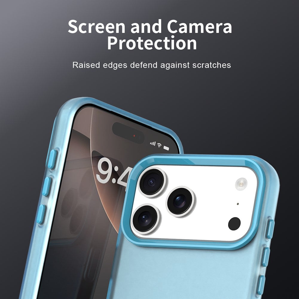 For iPhone 17 Pro Max Case PC + TPU + PET Matte Anti-Drop Phone Back Cover - Blue