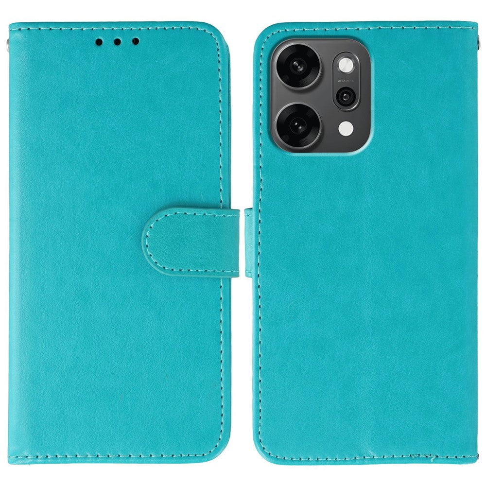 For Oppo Reno14 Pro 5G (Global) Case PU Leather Flip Wallet Phone Cover with Strap - Blue