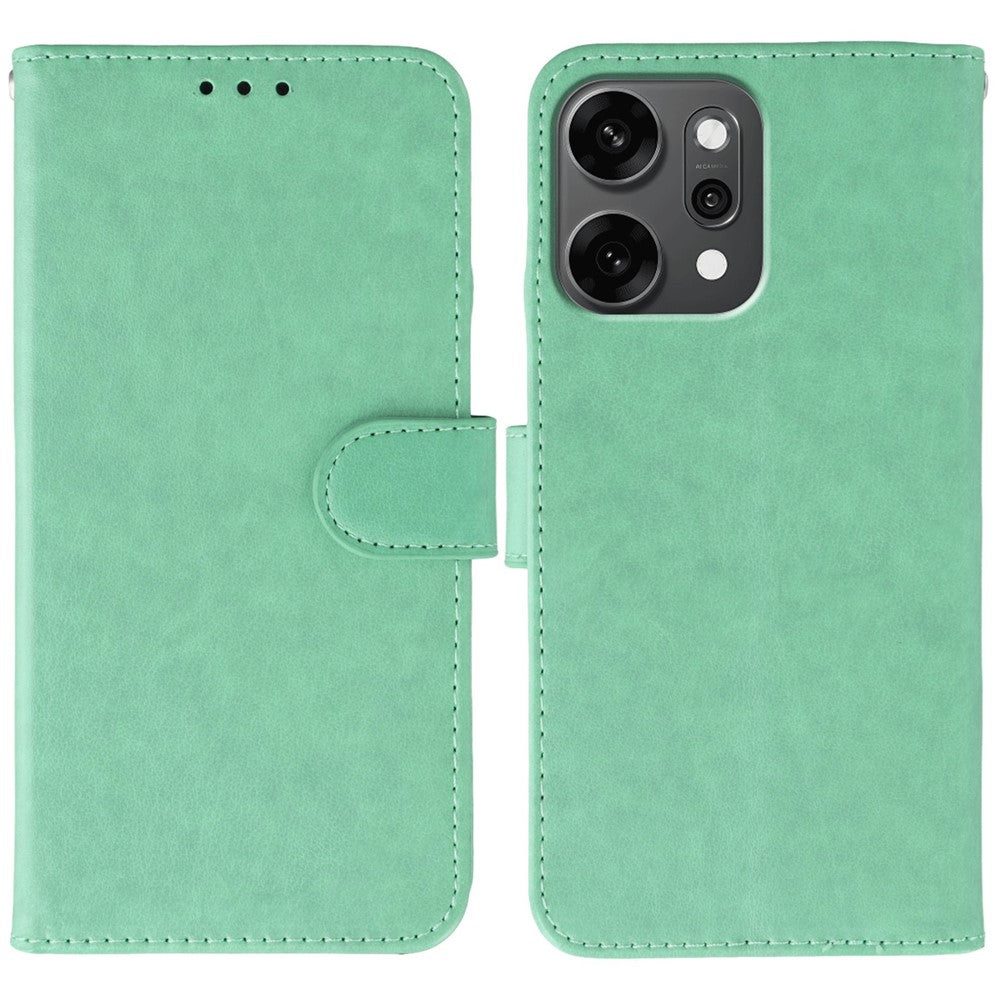 For Oppo Reno14 Pro 5G (Global) Case PU Leather Flip Wallet Phone Cover with Strap - Green