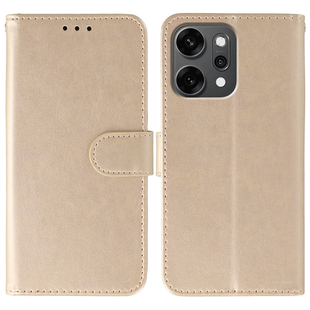 For Oppo Reno14 Pro 5G (Global) Case PU Leather Flip Wallet Phone Cover with Strap - Rose Gold