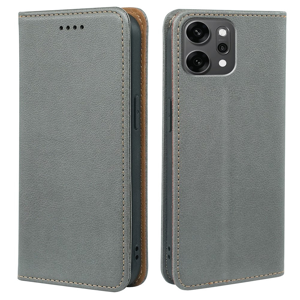 For Oppo Reno14 Pro 5G (Global) Case Wallet RFID Blocking Leather Phone Cover Strong Magnetic Closure - Grey