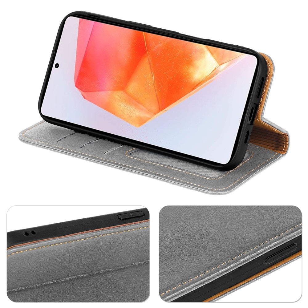For Oppo Reno14 Pro 5G (Global) Case Wallet RFID Blocking Leather Phone Cover Strong Magnetic Closure - Grey