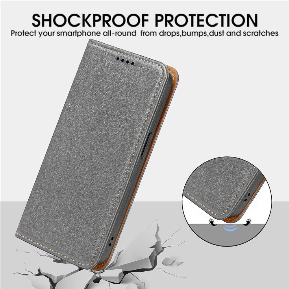 For Oppo Reno14 Pro 5G (Global) Case Wallet RFID Blocking Leather Phone Cover Strong Magnetic Closure - Grey