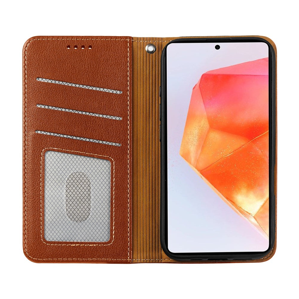 For Oppo Reno14 Pro 5G (Global) Case Wallet RFID Blocking Leather Phone Cover Strong Magnetic Closure - Brown