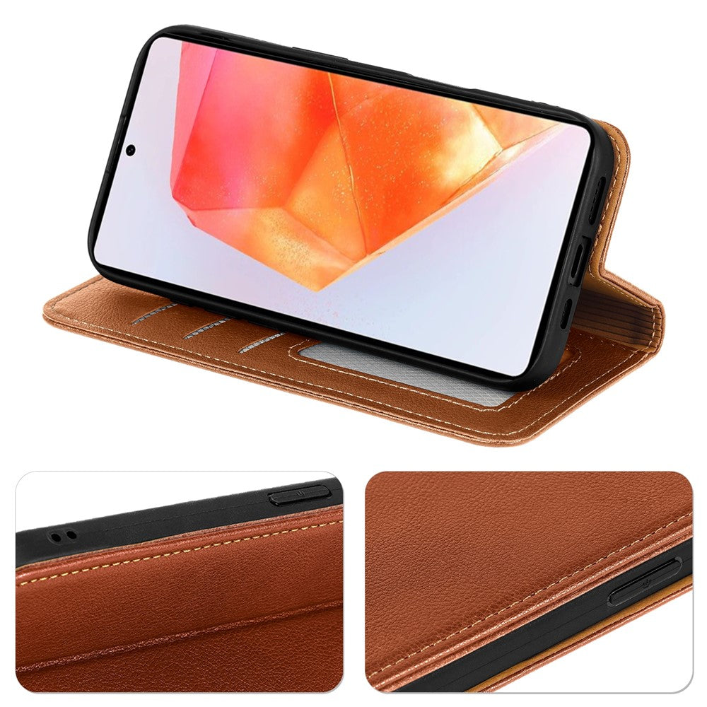 For Oppo Reno14 Pro 5G (Global) Case Wallet RFID Blocking Leather Phone Cover Strong Magnetic Closure - Brown