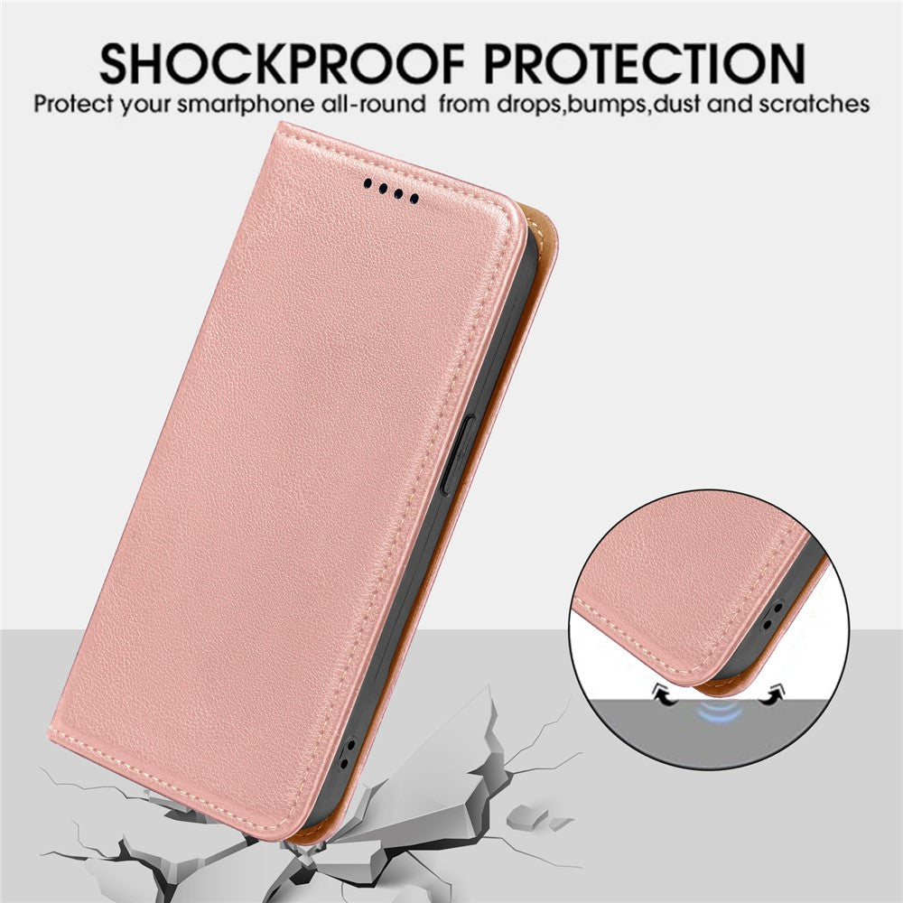 For Oppo Reno14 Pro 5G (Global) Case Wallet RFID Blocking Leather Phone Cover Strong Magnetic Closure - Rose Gold