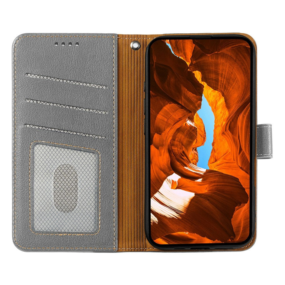 For Oppo Reno14 Pro 5G (Global) Case RFID Blocking Wallet Litchi Texture Leather Phone Cover Magnetic Clasp - Grey